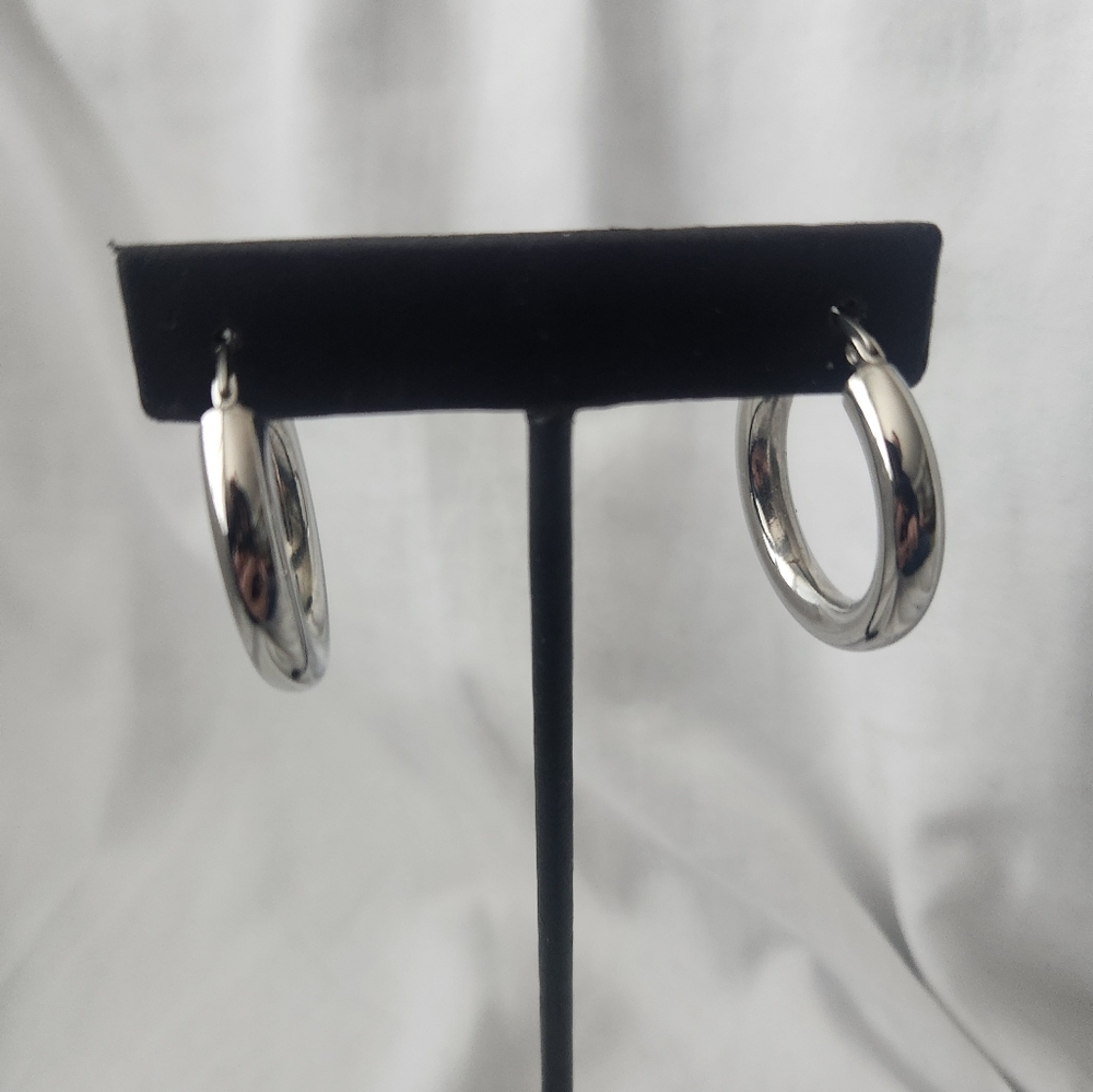 Minimalist Steel Hoop Earrings